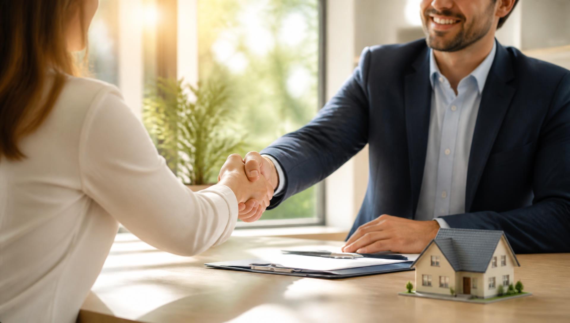 Property manager shaking hands with a homeowner