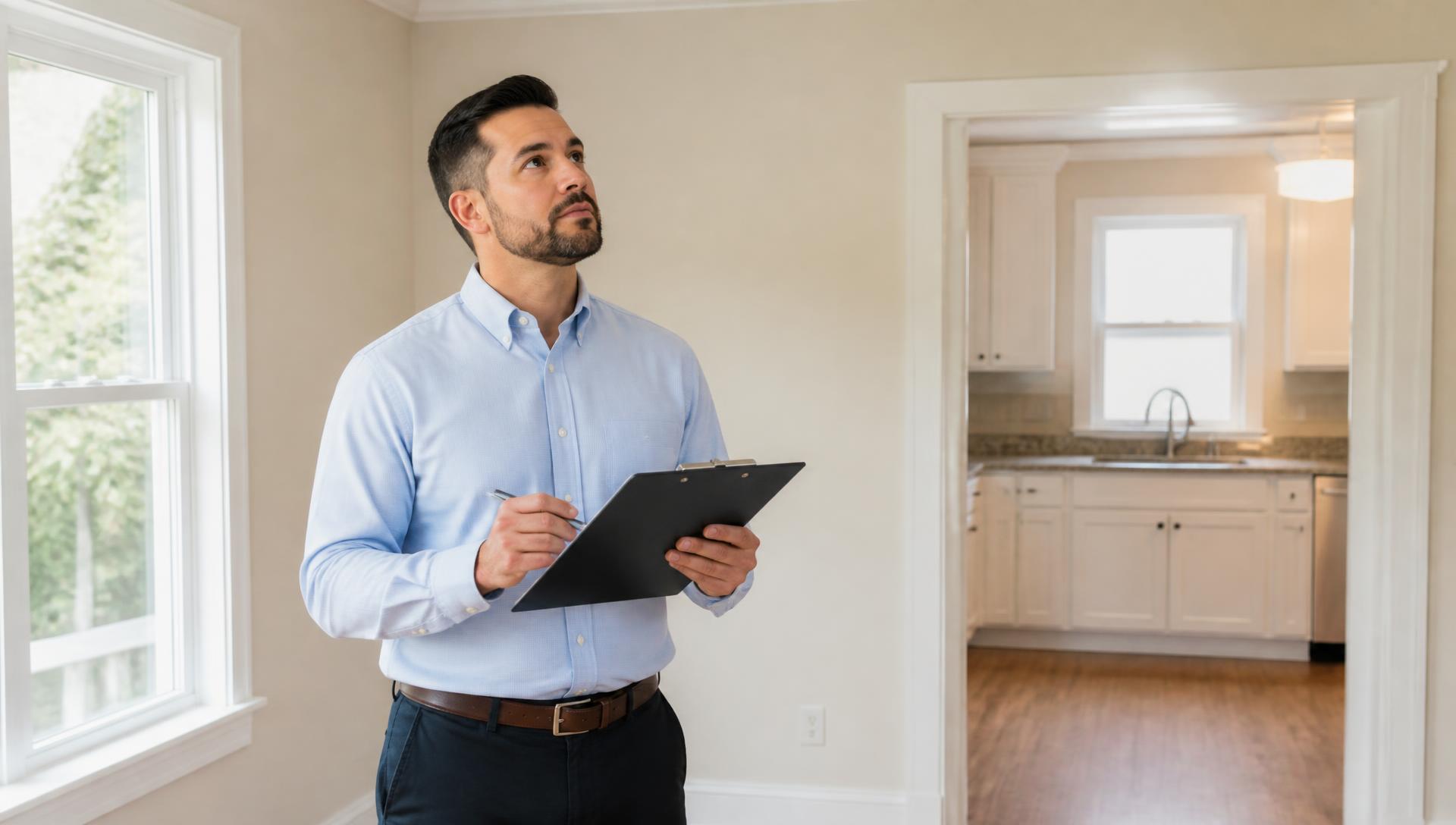 Property manager inspecting a rental home interior